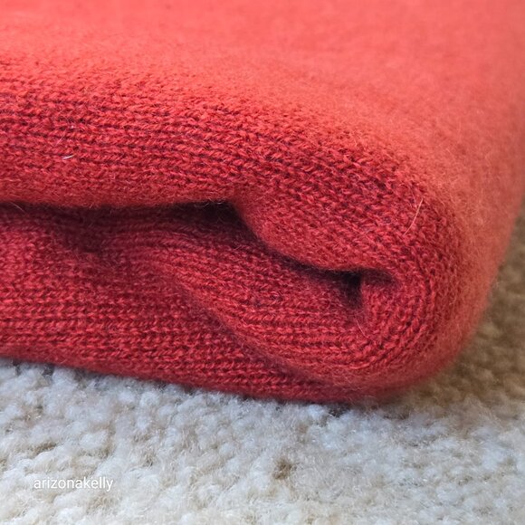 Knit Cashmere Wrap Scarf Brick Rust Red - Picture 15 of 15